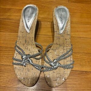 Andrew Geller Silver and Tan Women's Mules